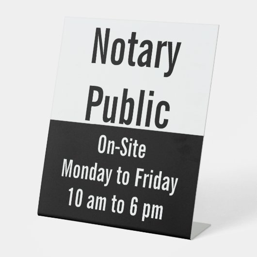 Signe De Table Heures sur site du public notaire Modèle noir et b (Recto)