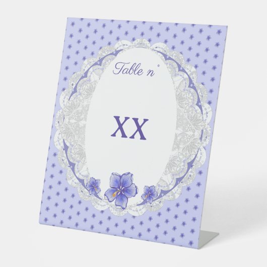 Signe De Table Hibiscus & dentelle BLEU (Recto)