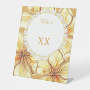 Signe De Table Hibiscus & dentelle JAUNE