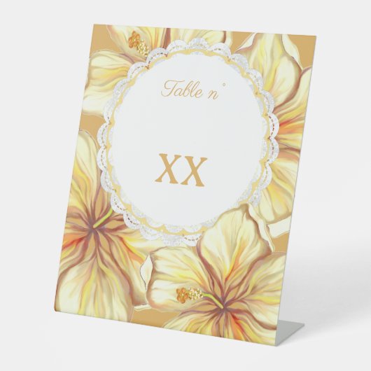 Signe De Table Hibiscus & dentelle JAUNE (Recto)