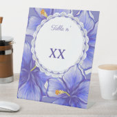 Signe De Table Hibiscus et dentelle BLEU (In SItu)