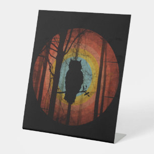 SIGNE DE TABLE HIBOU DANS LA FORÊT BOISÉE