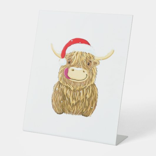 Signe De Table Highland Cow Joyeux T-shirt Neige de Noël Essentia (Recto)