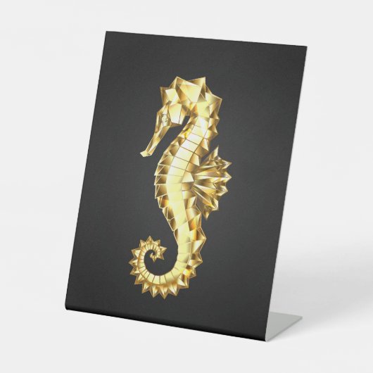 Signe De Table Hippocampe Polygonal Or (Recto)