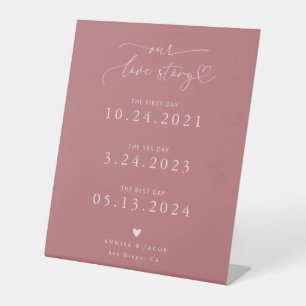 Signe De Table Histoire d'amour Script de coeur Mariage rose