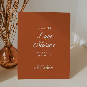 Signe De Table Histoires d'amour de mariage en calligraphie sur t