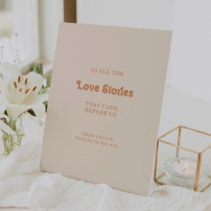Signe De Table Histoires d'amour de mariage en terre cuite simple
