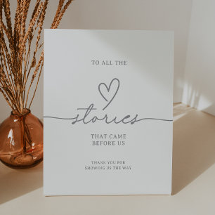Signe De Table Histoires d'amour de mariage gris calligraphie élé