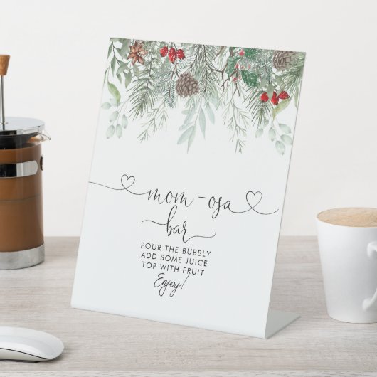 Signe De Table Hiver À feuillage persistant Baby shower de pin Ma (In SItu)