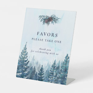 Signe De Table Hiver Aquarelle Pine Tree Forêt Mariage Faveurs
