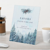 Signe De Table Hiver Aquarelle Pine Tree Forêt Mariage Faveurs (In SItu)