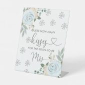 Signe De Table Hiver Blanc Floral Devinez combien de baisers nupt (Recto)