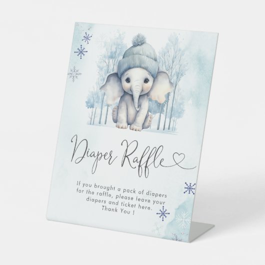 Signe De Table Hiver Elephant Garçon Baby shower Déchets Raffle (Recto)