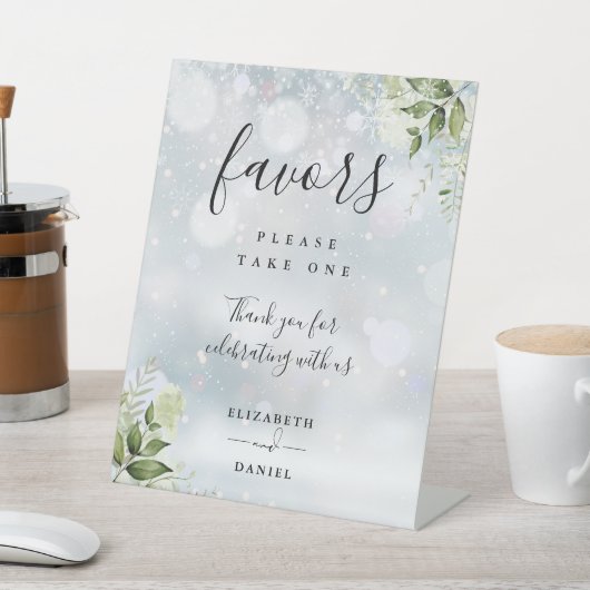 Signe De Table Hiver Floral Verdure Script moderne Faveurs (In SItu)