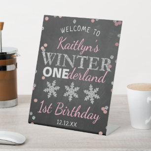 Signe De Table Hiver ONE derland Chalkboard 1er anniversaire Bien