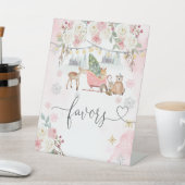 Signe De Table Hiver Pink Woodland Animaux Favoriser (In SItu)