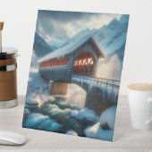 Signe De Table Hiver, pont enneigé et rivière (In SItu)