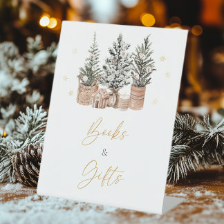 Signe De Table Hiver Rustic Noël Arbres Livres et Cadeaux
