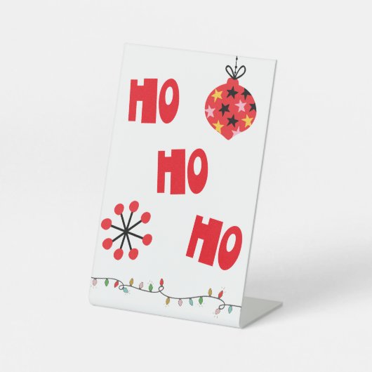 Signe De Table Ho Ho Ho Red Bell et lumières (Recto)