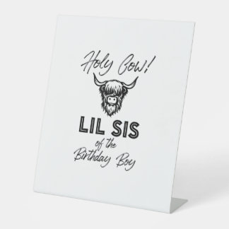 Signe De Table Holly Cow Lil Sis Of The Birthday Boy Highland Cow