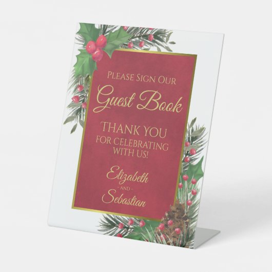 Signe De Table Holly & Pine Please Sign Our Guestbook Sign (Recto)
