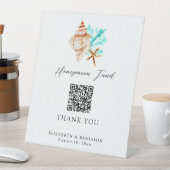 Signe De Table Honeymoon Fund QR Code Coastal Wedding Elegant (In SItu)