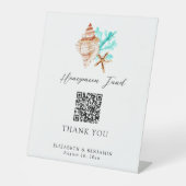 Signe De Table Honeymoon Fund QR Code Coastal Wedding Elegant (Recto)