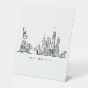 Signe De Table Horizon de New York minimaliste en ligne art