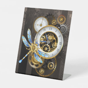Signe De Table Horloge à vapeur avec libellule mécanique