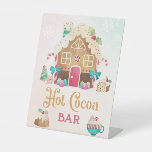 Signe De Table Hot Cocoa Bar Sign with Gingerbread House (Recto)
