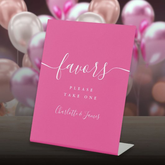 Signe De Table Hot rose moderne Script mariage Faveurs Table