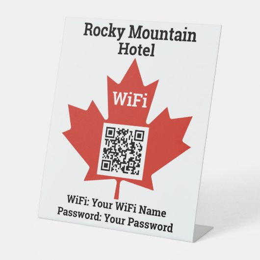 Signe De Table Hôtel Canadien Wifi Détails Plus Code QR (Recto)