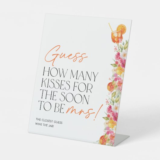 Signe De Table How Many Kisses Sign Bridal Shower Game Spritz (Recto)