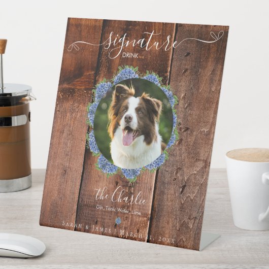 Signe De Table Hydrangea Bois rustique 1 Photo Signature Animaux  (In SItu)