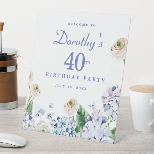 Signe De Table Hydrangea Rose 40e anniversaire Affiche de bienven (In SItu)