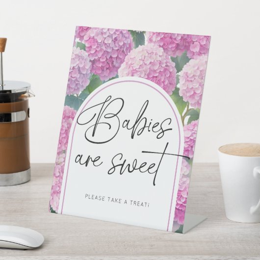 Signe De Table Hydrangea rose Bébés Baby shower doux (In SItu)