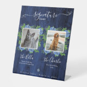 Signe De Table Hydrangeas Wood Mariage Photo Animaux de compagnie (Recto)