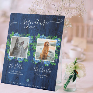 Signe De Table Hydrangeas Wood Mariage Photo Animaux de compagnie