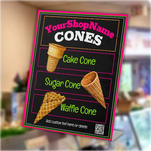 Signe De Table Ice Cream Shop Cone Description Menu