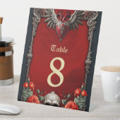 Signe De Table Icône gothique romantique : coeur, rose, crâne. (In SItu)