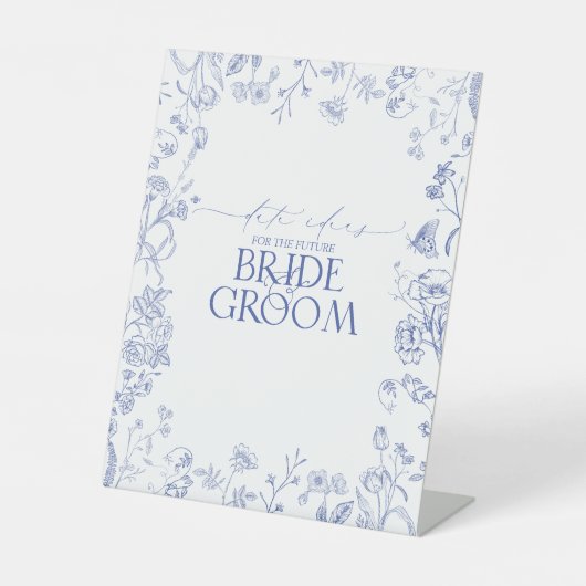 Signe De Table Idées Victoriennes Florales Bleues & Blanches (Recto)