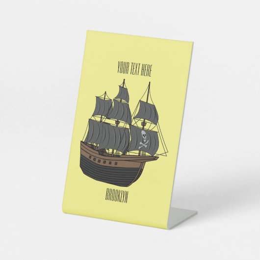 Signe De Table Illustration de bateau pirate (Recto)