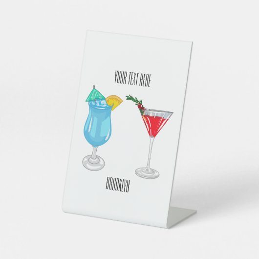 Signe De Table Illustration de cocktail (Recto)