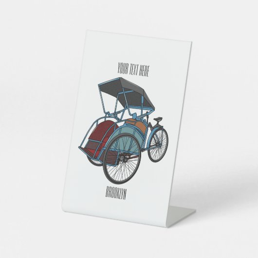 Signe De Table Illustration de cyclo-pousse (Recto)