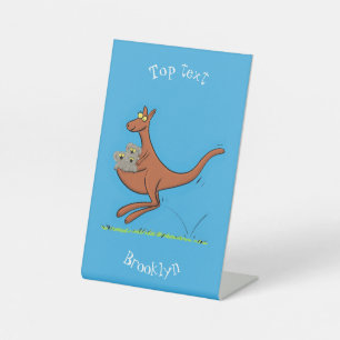 Signe De Table Illustration de dessin animé Cute kangaroo et koal