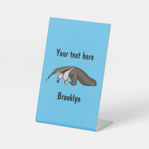 Signe De Table Illustration de dessin animé d'Anteater happy