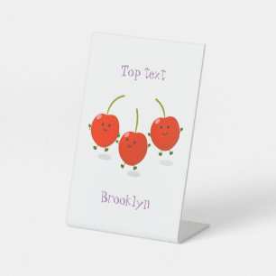 Signe De Table Illustration de dessin animé de cerises rouges sau
