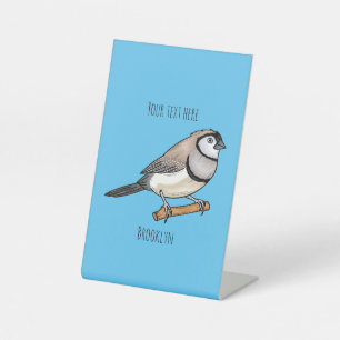 Signe De Table illustration de dessin animé d'oiseau pinson à dou