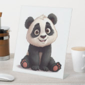 Signe De Table Illustration de dessin animé d'ours panda assis (In SItu)