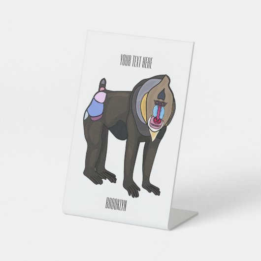 Signe De Table Illustration de dessin animé Mandrill (Recto)